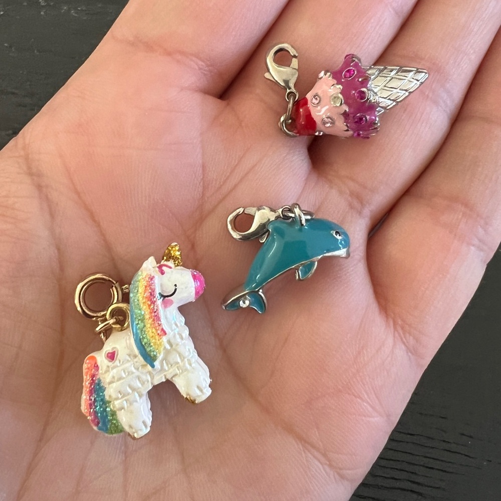 Boutique High Quality Unicorn, Ice Cream, and Dolphin Charms - 3 Pc. - Picture 6 of 8